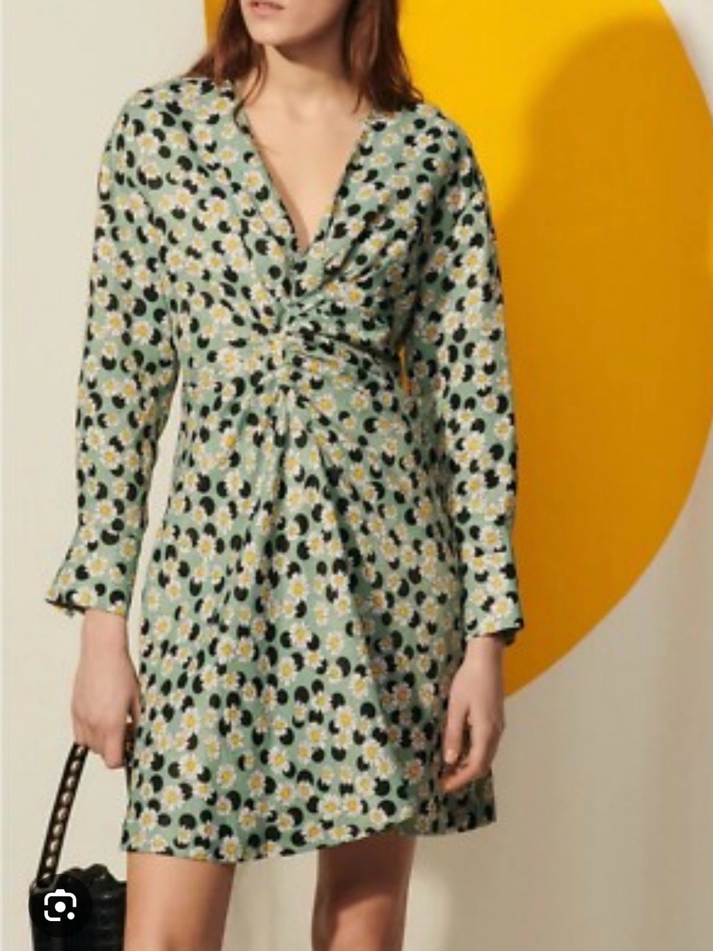 Sandro Daisy-Print Long Sleeve Dress size 42 new w/tags